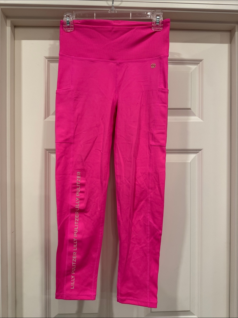 NWOT Lilly Pulitzer Neon Pink High-Waist Leggings with Side Pockets Size Small